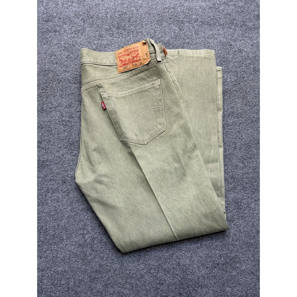 Levi 501xx Men's Jeans Light Green Button Fly Size 38x30 Straight Leg Denim